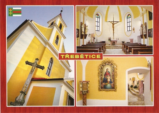  Kostel sv. Václava po nové výmalbě interiéru na pohlednici z roku 2013